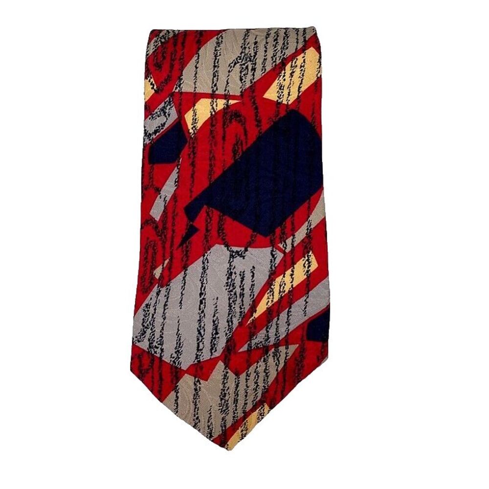VTG Robert Talbott Neck Tie Nordstrom Hand Sewn Silk Made USA Red Geometric Mens